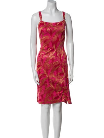 St. John Evening Floral Print Knee-Length Dress
