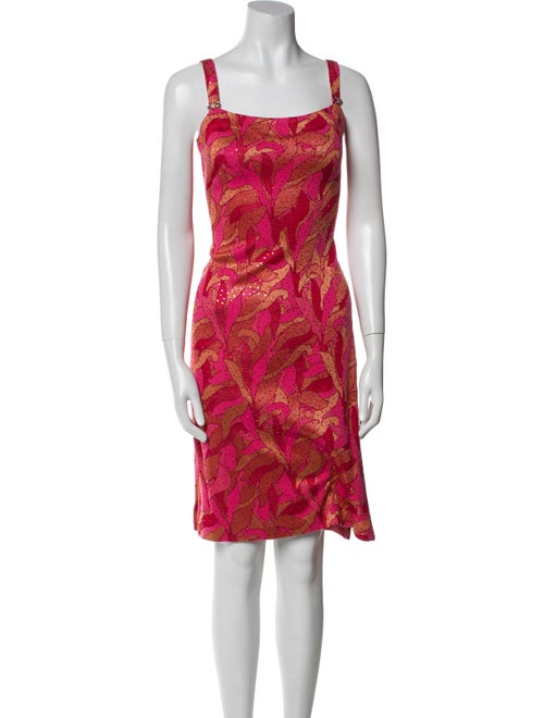 St. John Evening Floral Print Knee-Length Dress