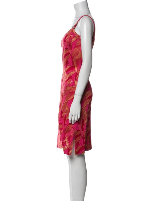 St. John Evening Floral Print Knee-Length Dress