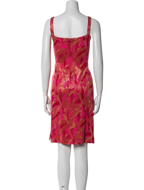 St. John Evening Floral Print Knee-Length Dress