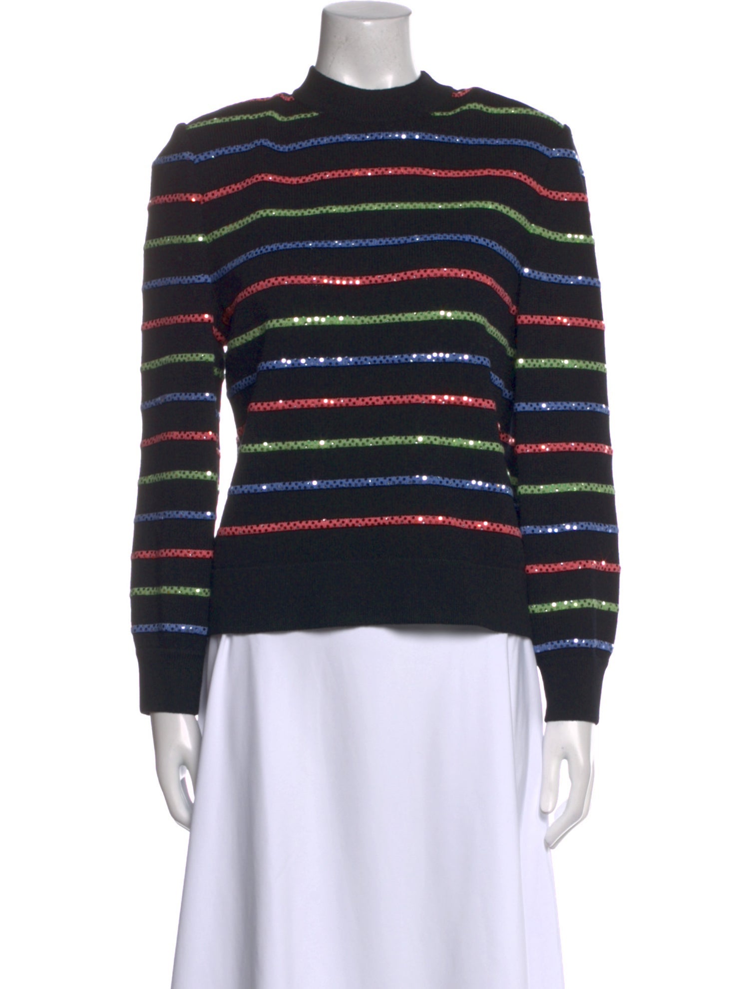 St. John Evening Striped Mock Neck Sweater