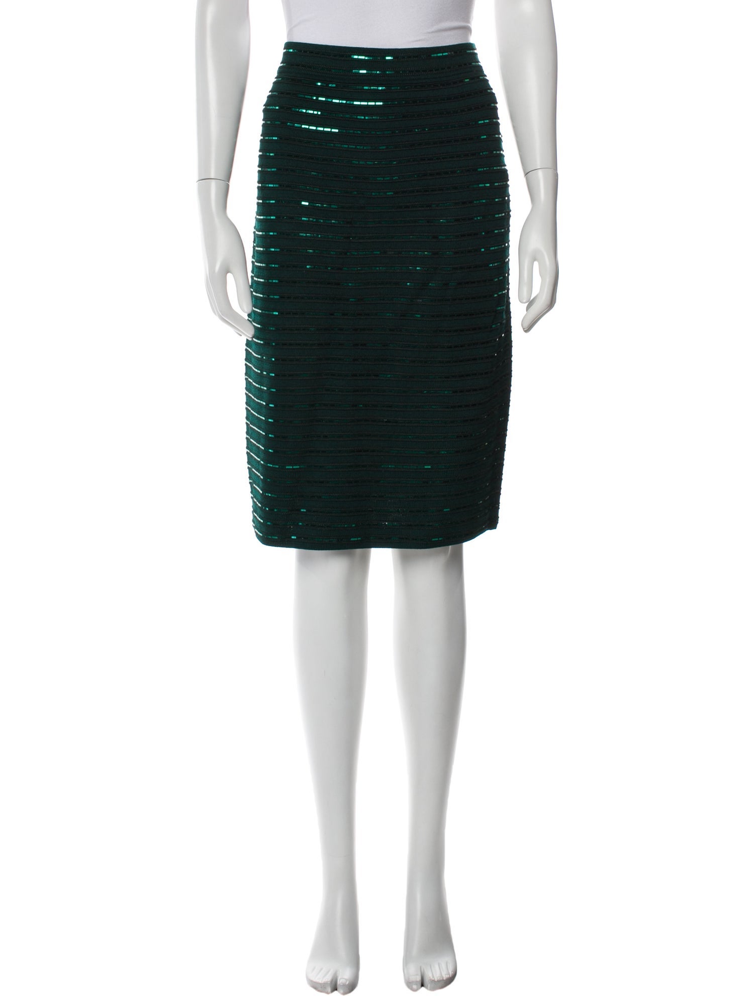St. John Evening Sequin Embellishments Knee-Length Skirt