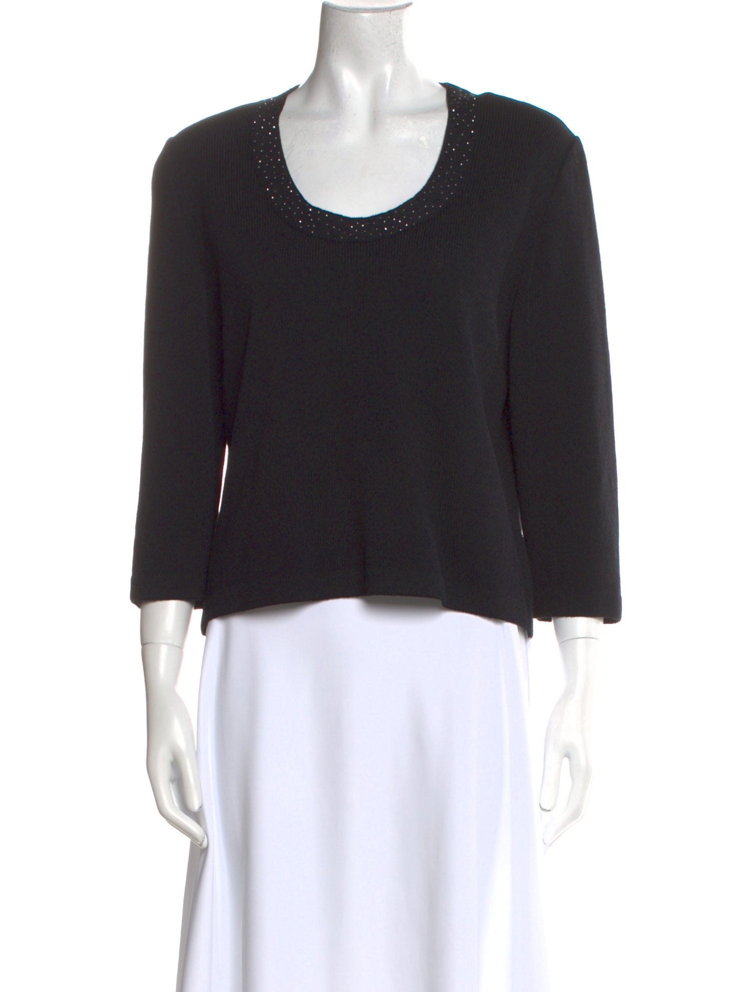 St. John Evening Scoop Neck Three-Quarter Sleeve Top