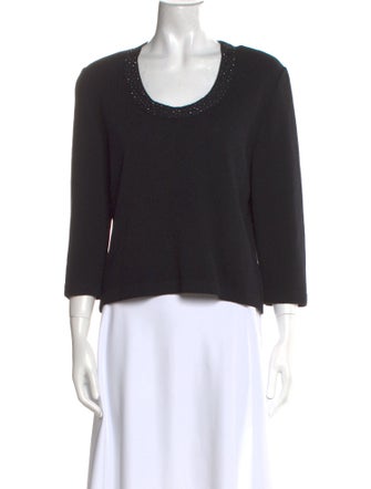 St. John Evening Scoop Neck Three-Quarter Sleeve Top