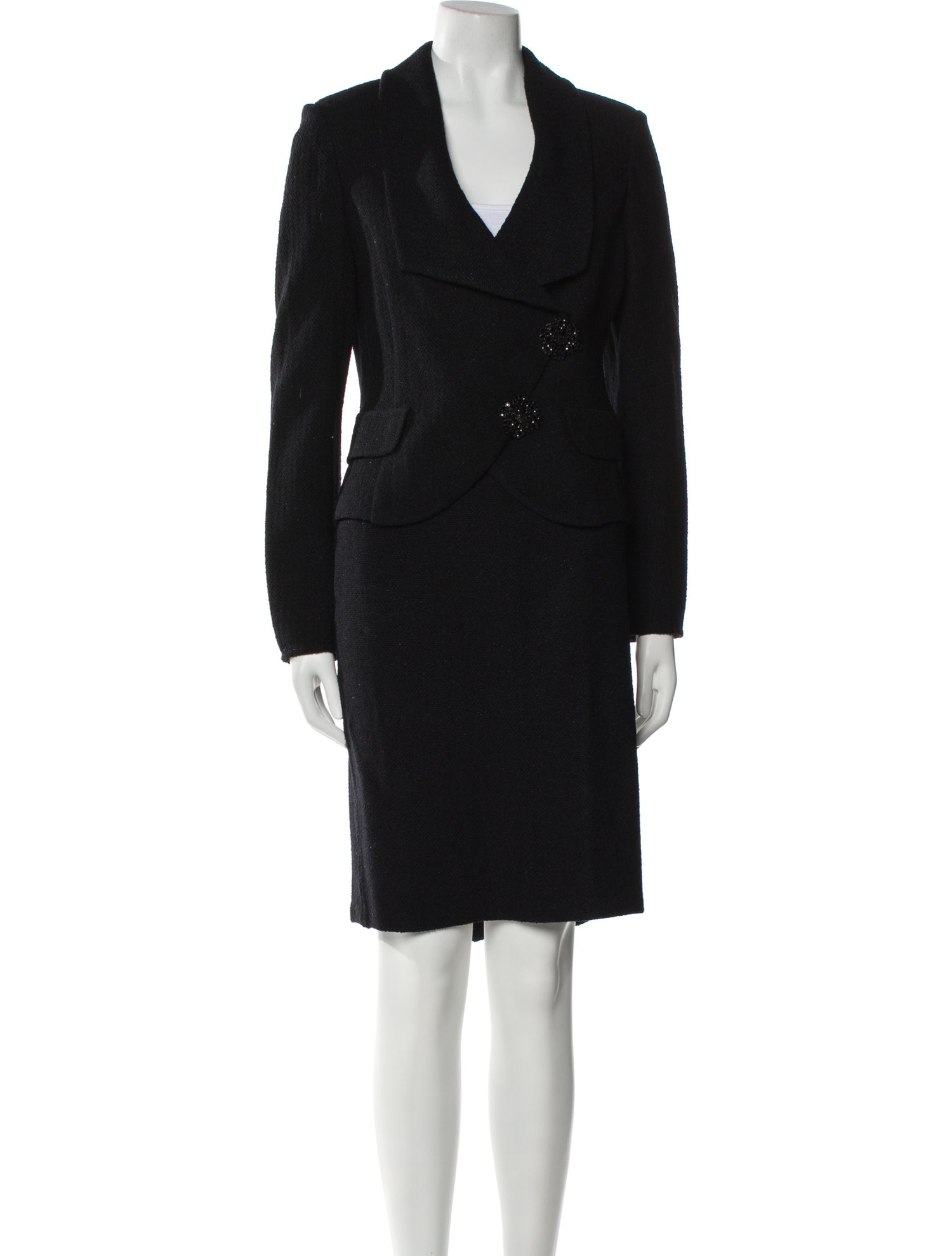 St. John Evening Crystal Embellishments Skirt Suit