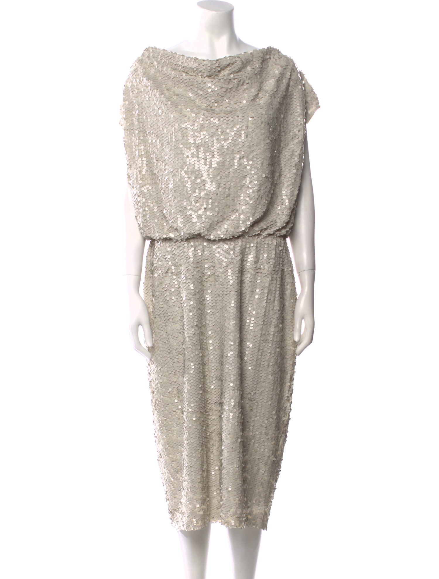 St. John Evening Cowl Neck Midi Length Dress