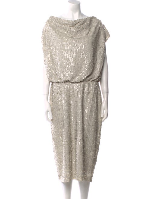 St. John Evening Cowl Neck Midi Length Dress