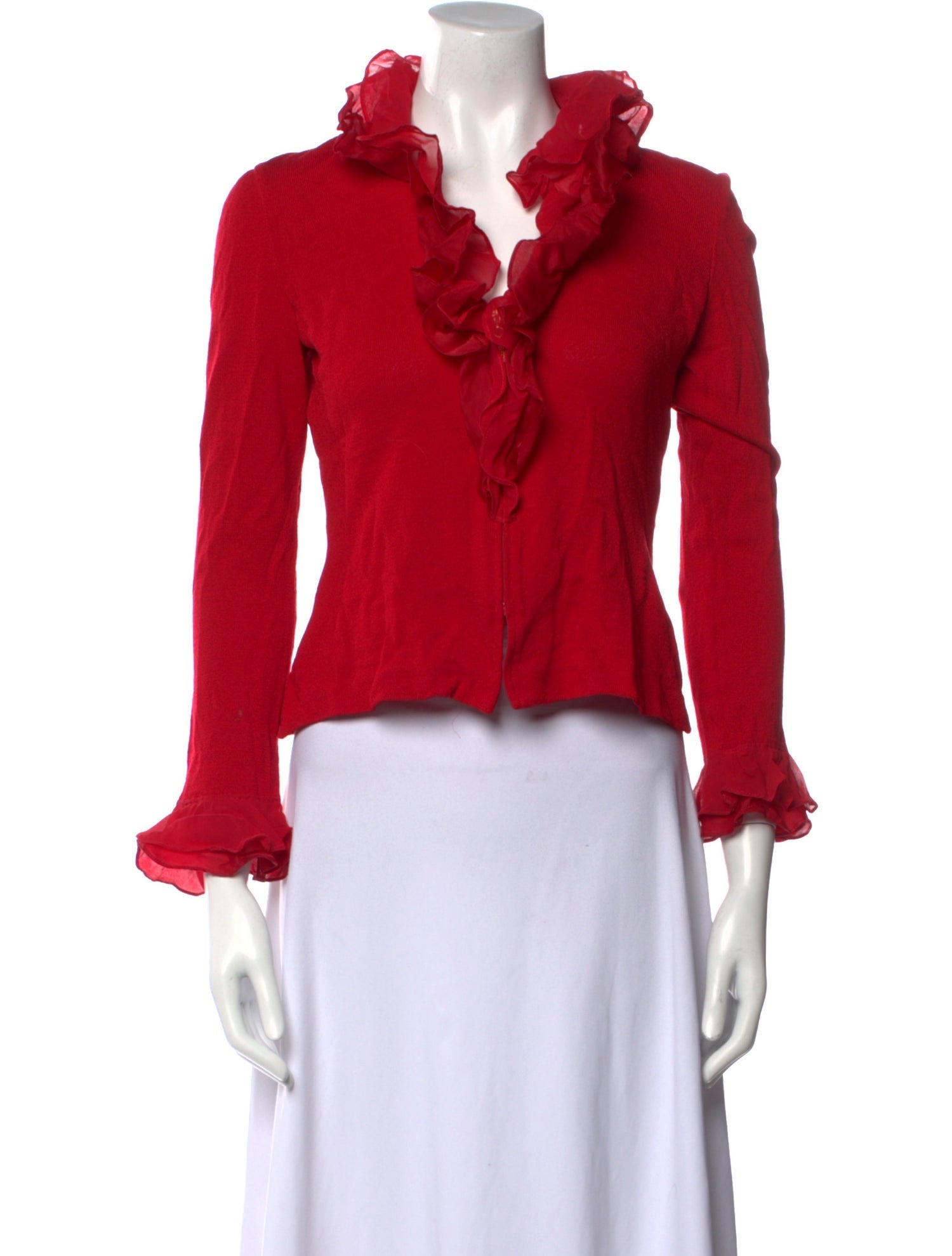 St. John Evening V-Neck Three-Quarter Sleeve Crop Top