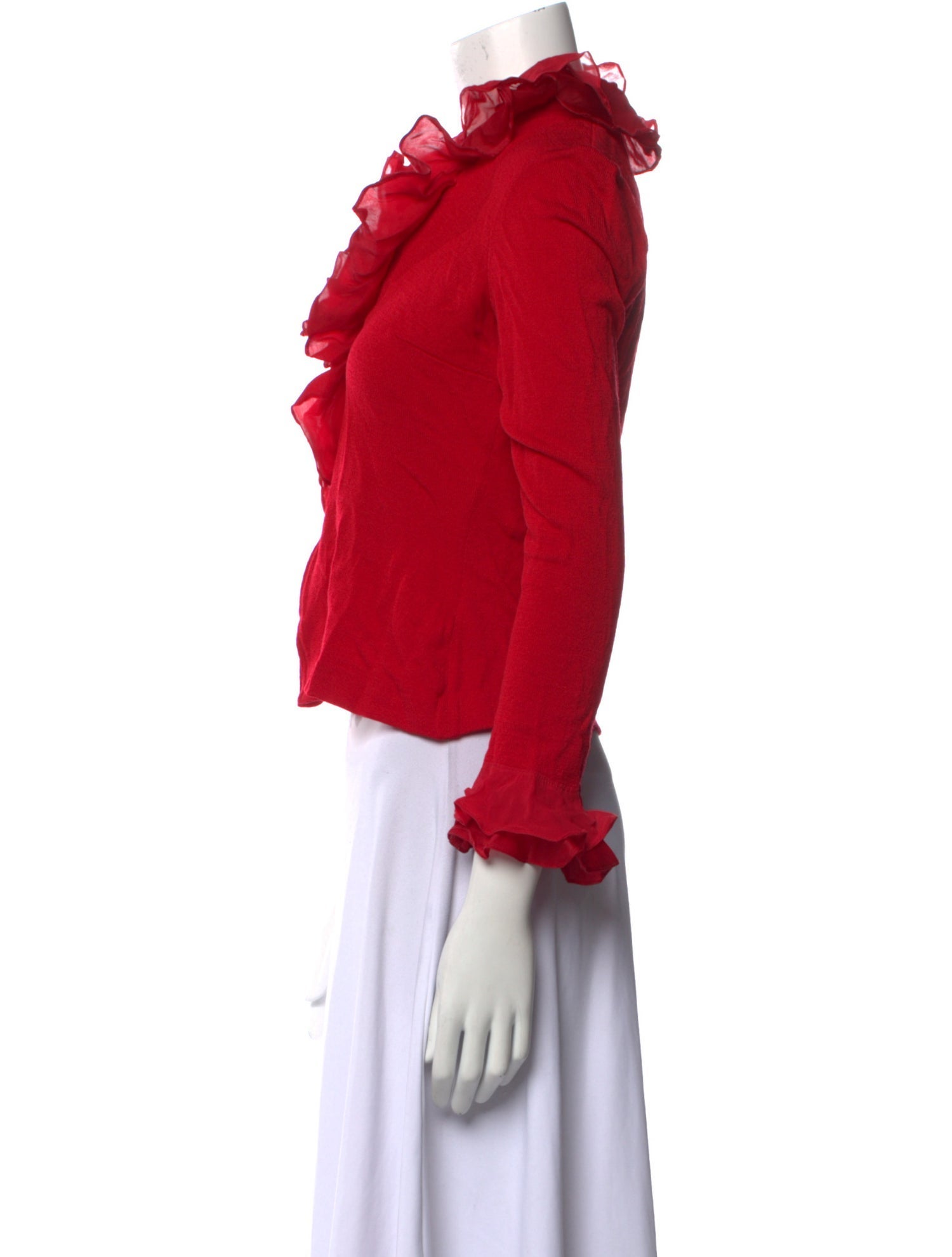 St. John Evening V-Neck Three-Quarter Sleeve Crop Top