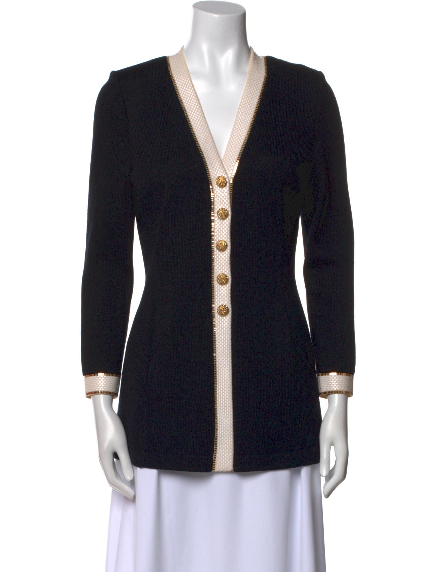 St. John Evening Wool Colorblock Pattern Tunic