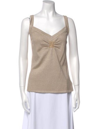 St. John Evening V-Neck Sleeveless Top