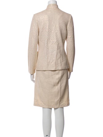 St. John Evening Wool Tweed Pattern Skirt Suit
