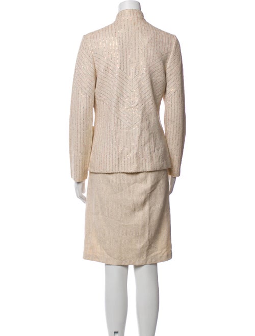 St. John Evening Wool Tweed Pattern Skirt Suit