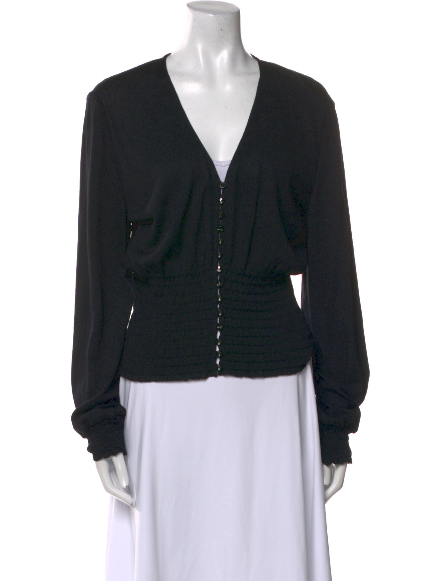 St. John Evening V-Neck Long Sleeve Blouse