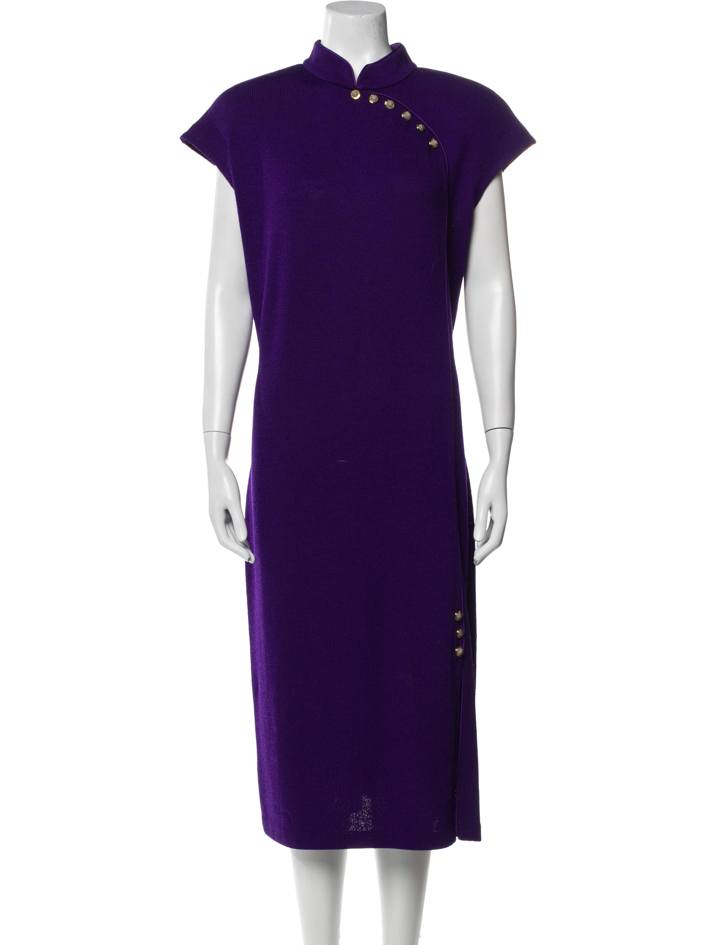 St. John Evening Mock Neck Midi Length Dress