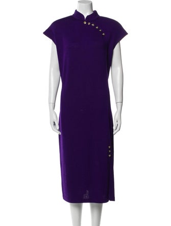 St. John Evening Mock Neck Midi Length Dress