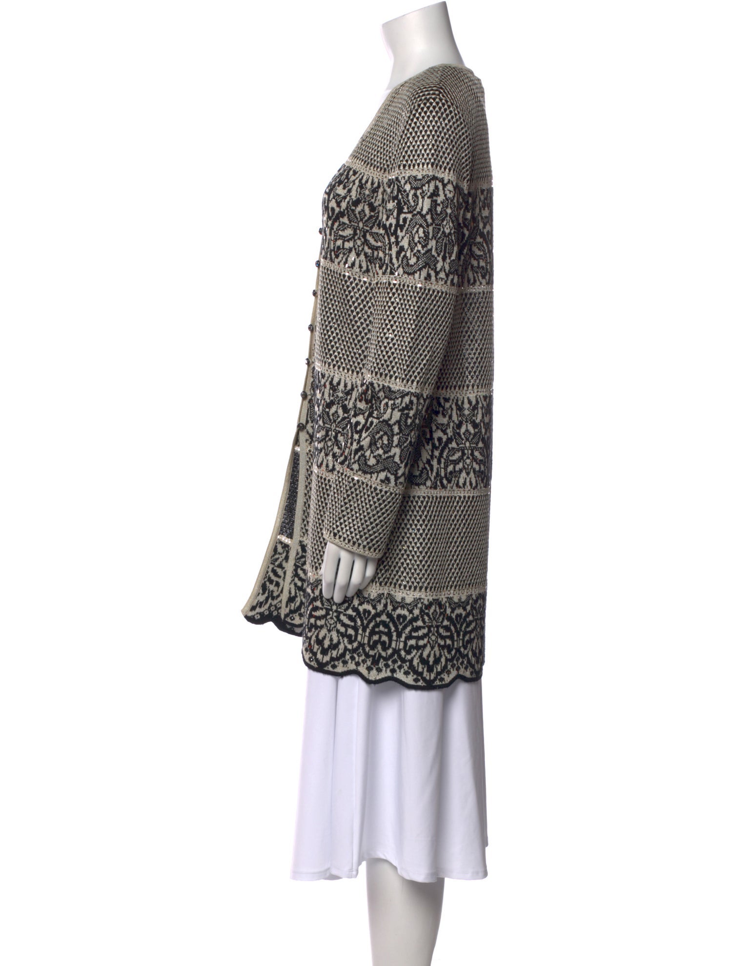 St. John Evening Striped V-Neck Sweater