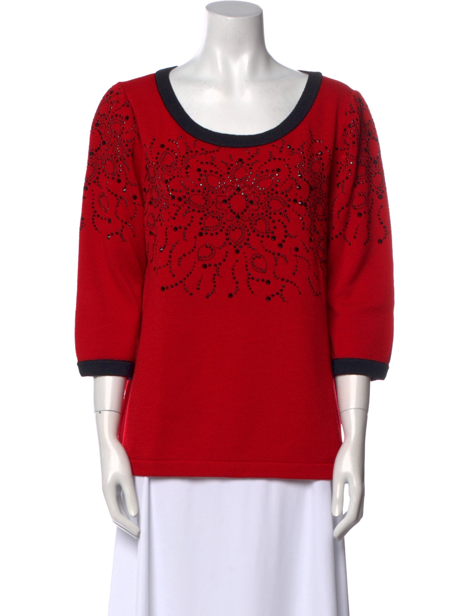 St. John Evening Wool Scoop Neck Sweatshirt