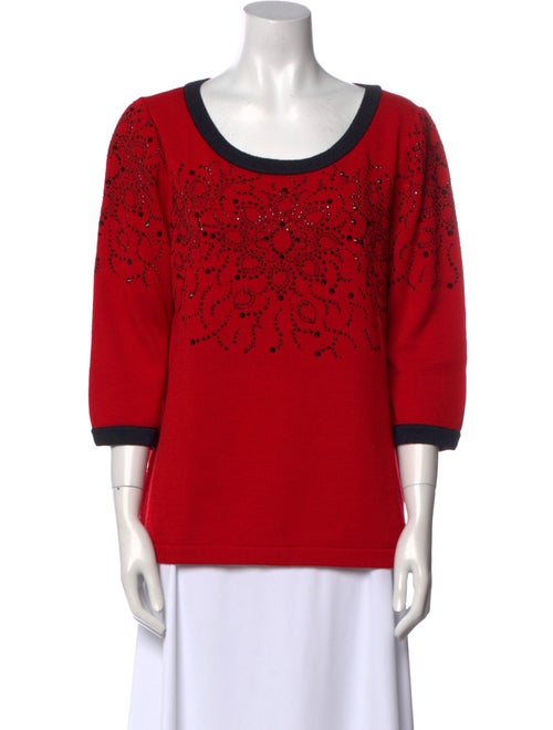 St. John Evening Wool Scoop Neck Sweatshirt