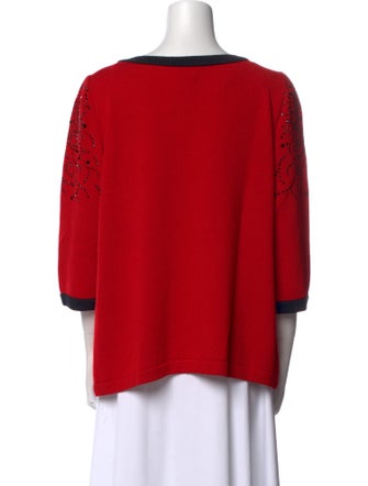 St. John Evening Wool Scoop Neck Sweatshirt