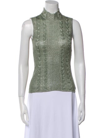 St. John Evening Printed Mock Neck Top