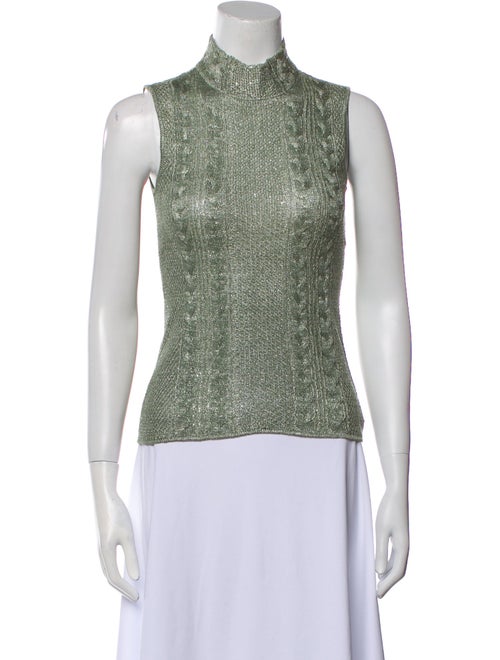 St. John Evening Printed Mock Neck Top