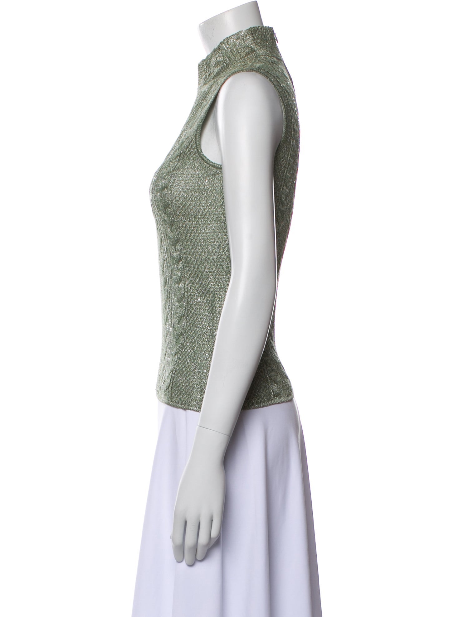 St. John Evening Printed Mock Neck Top