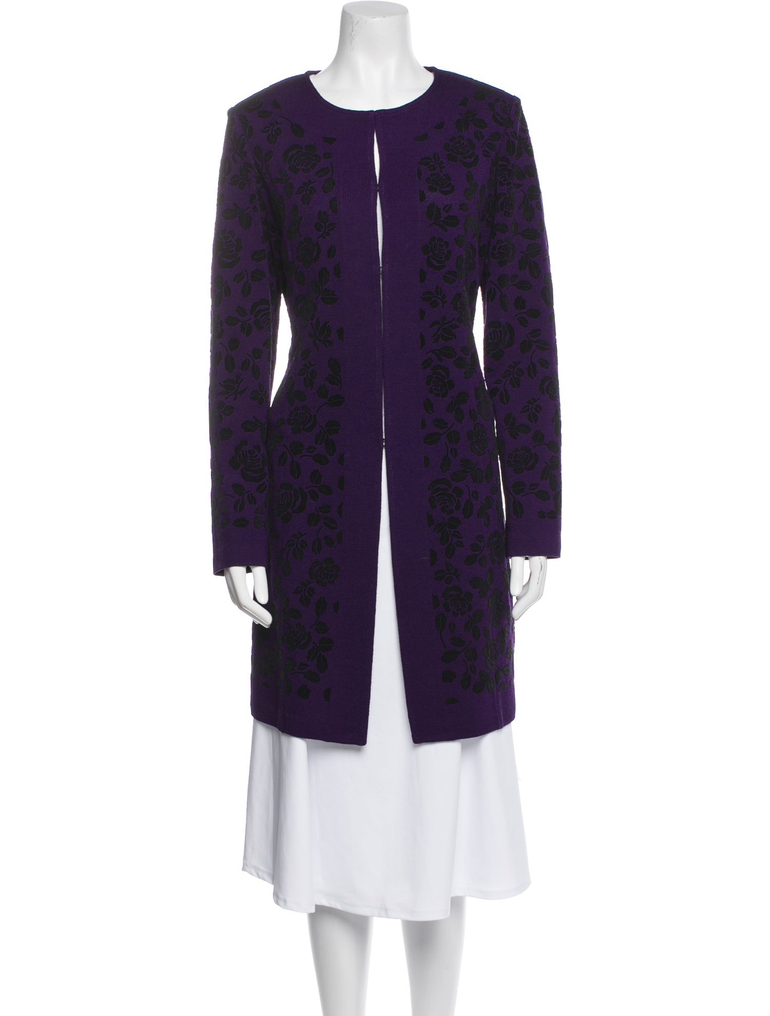 St. John Evening Wool Floral Print Coat