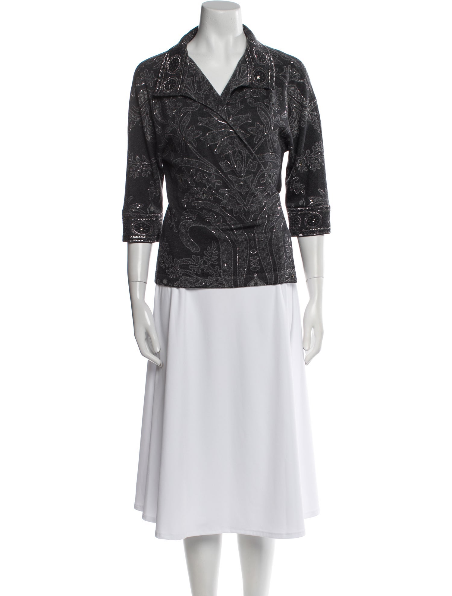 St. John Evening Wool Floral Print Biker Jacket w/ Tags