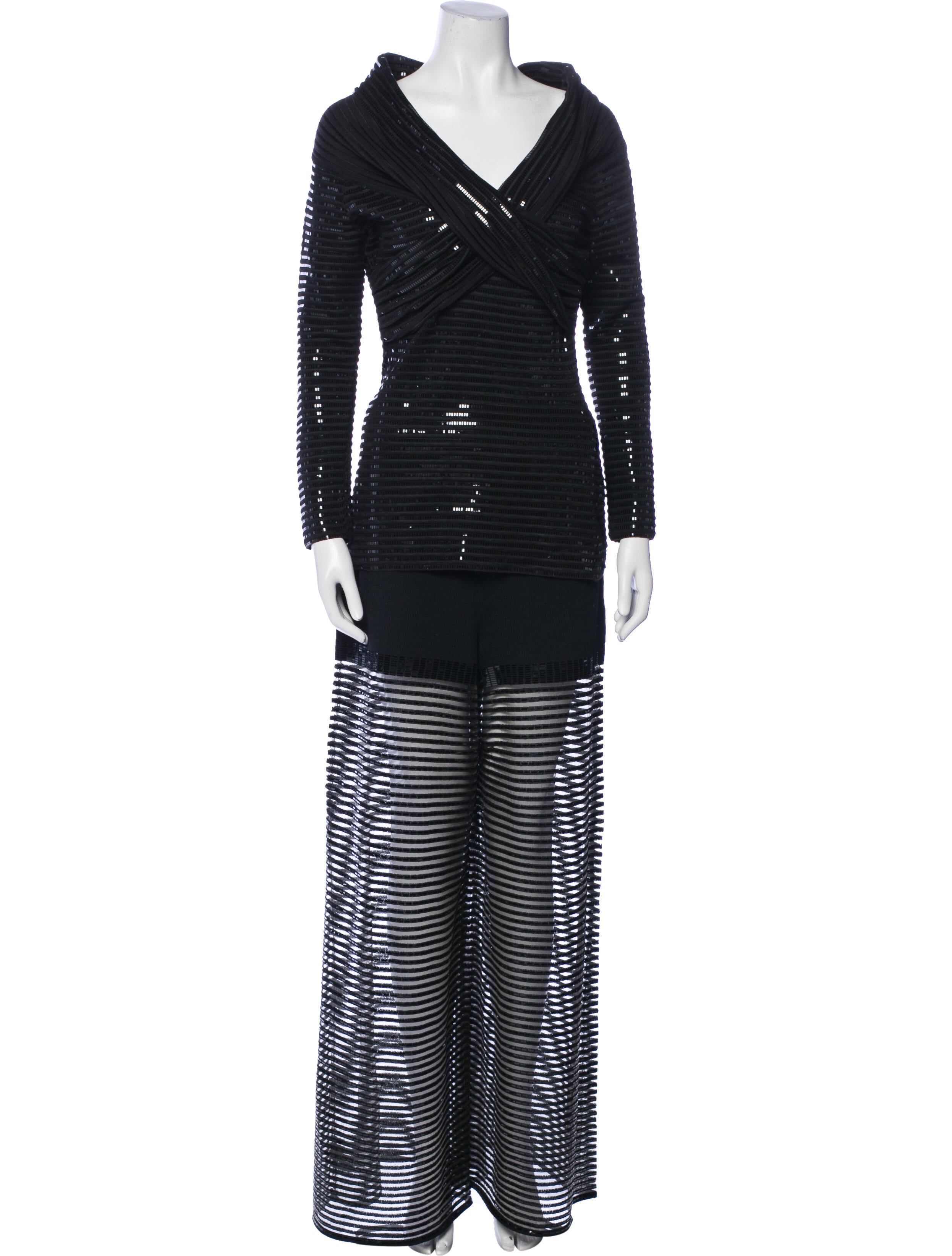 St. John Evening Vintage Mesh Accents Pant Set