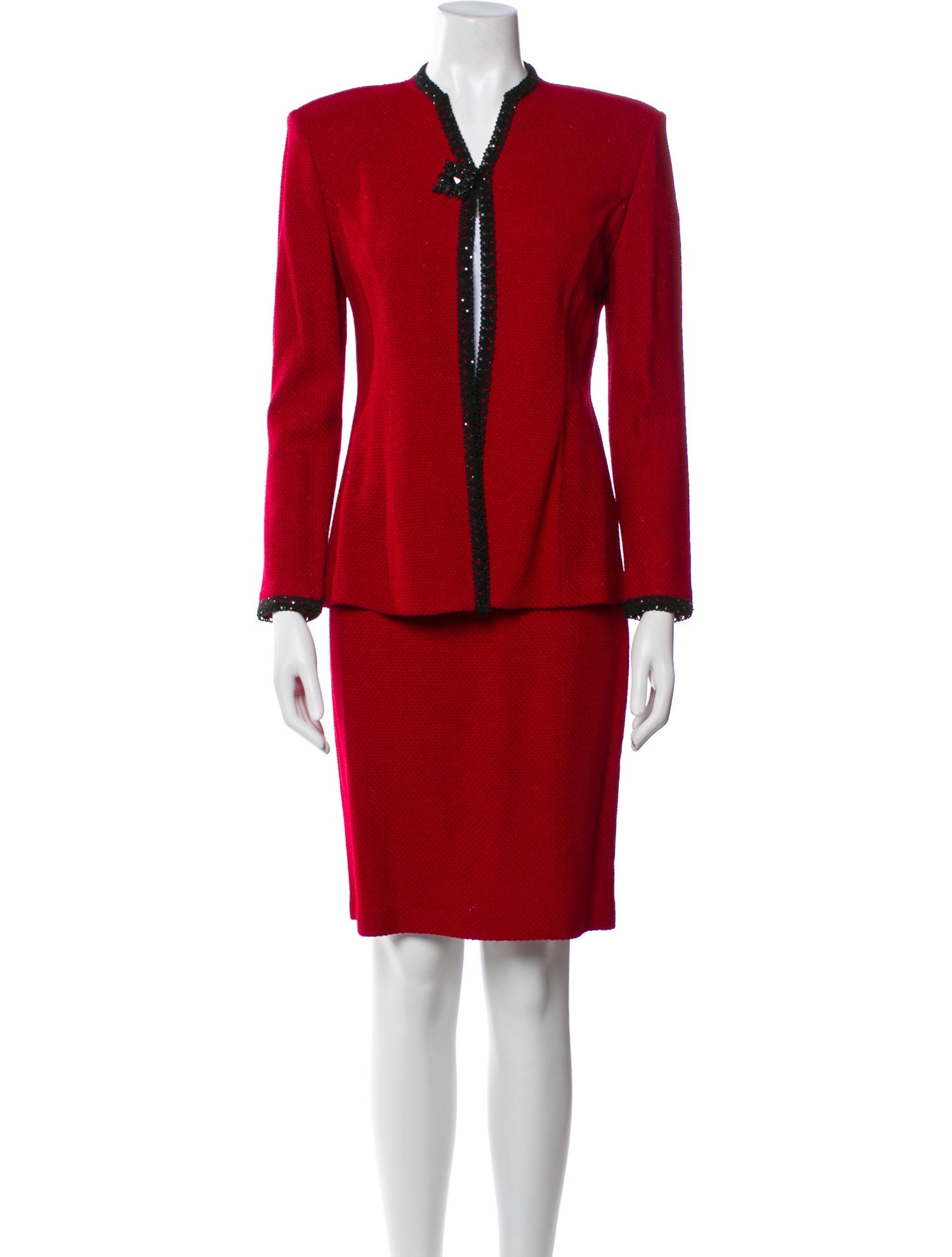 St. John Evening Wool Crystal Embellishments Skirt Set