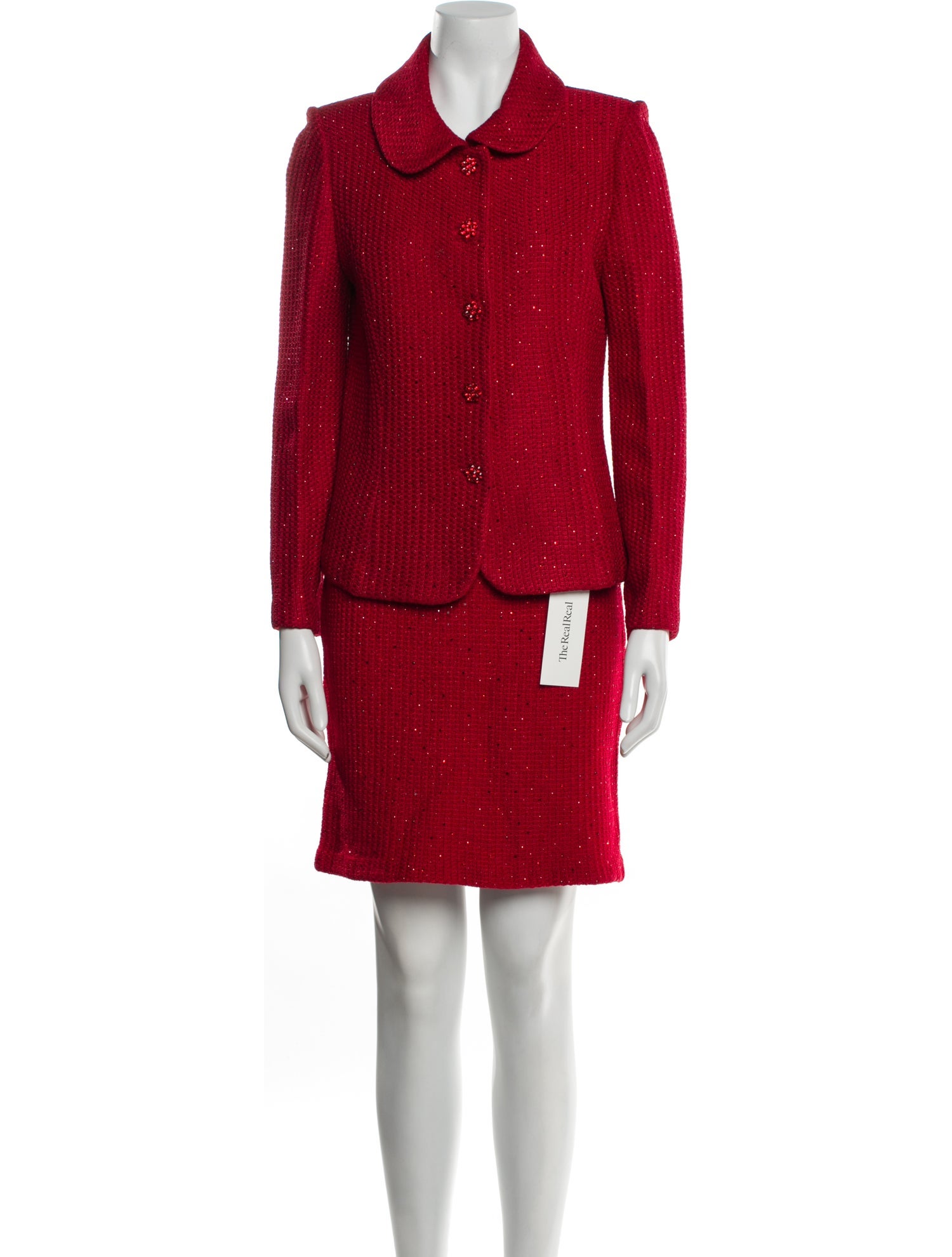 St. John Evening Crystal Embellishments Skirt Suit