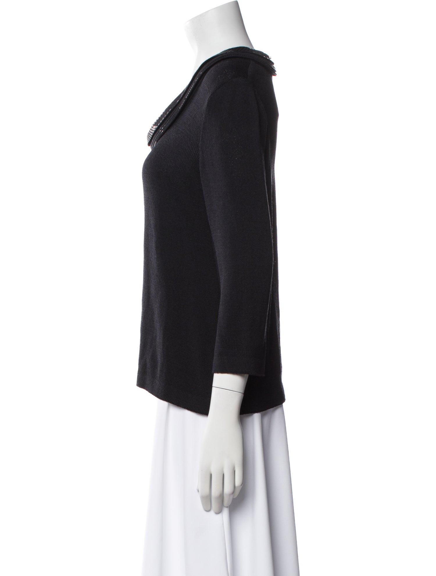 St. John Evening Scoop Neck Three-Quarter Sleeve Top