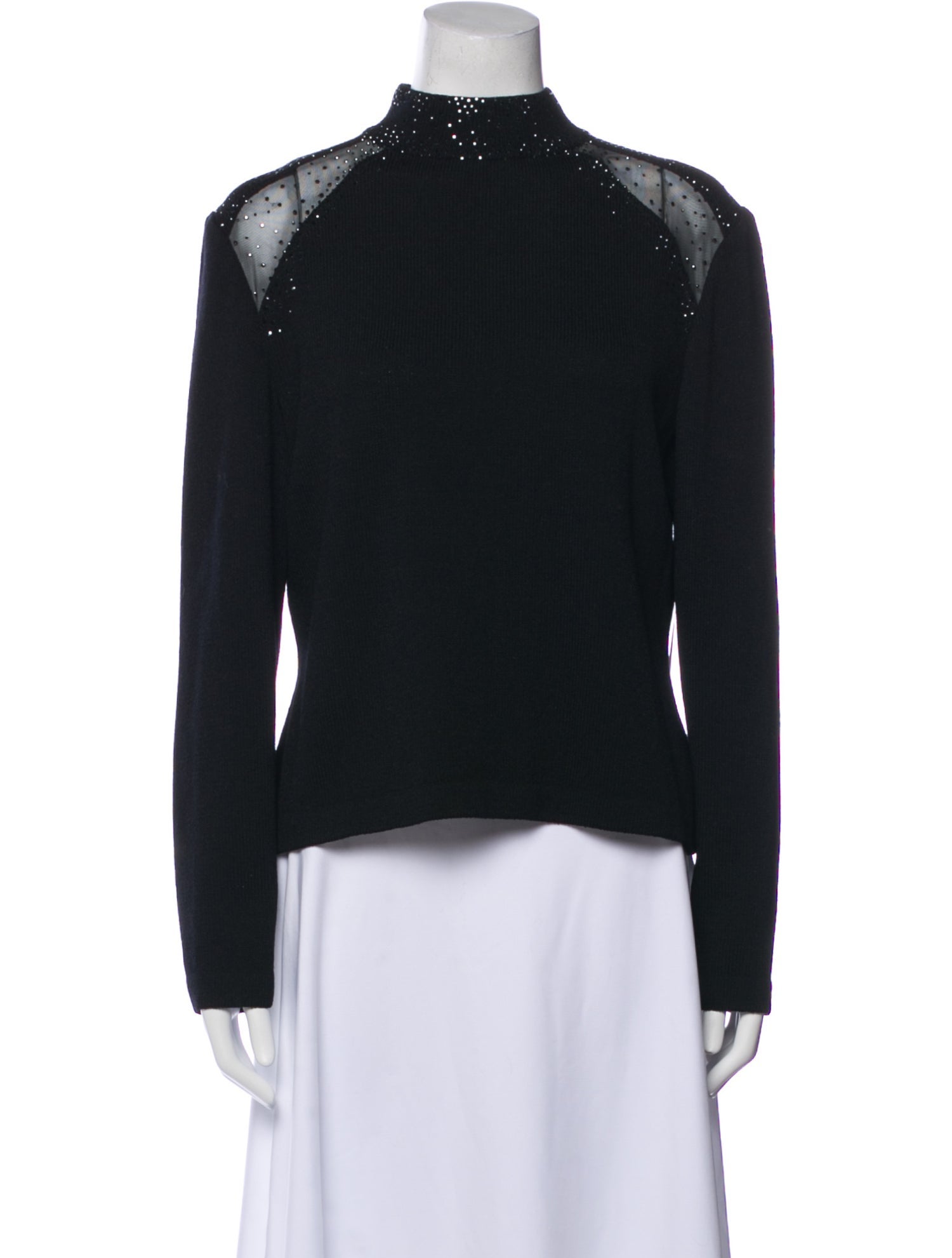 St. John Evening Mock Neck Long Sleeve Top