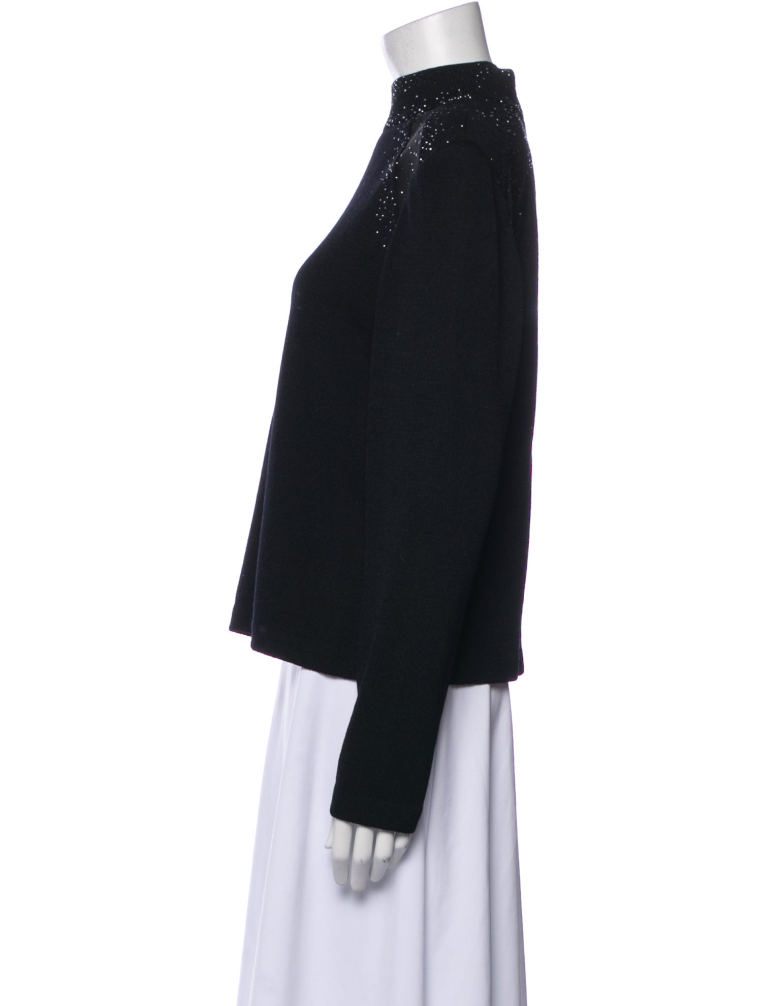 St. John Evening Mock Neck Long Sleeve Top