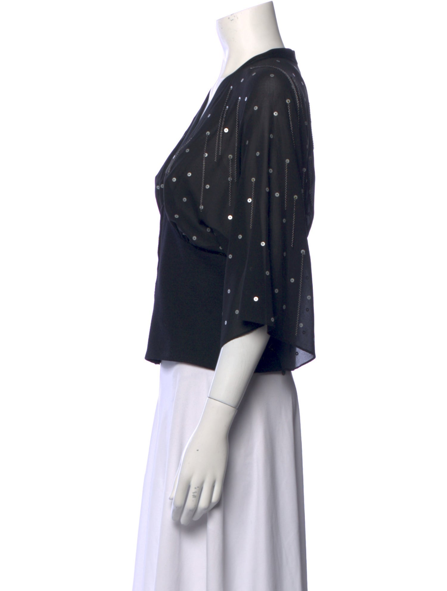 St. John Evening V-Neck Three-Quarter Sleeve Crop Top