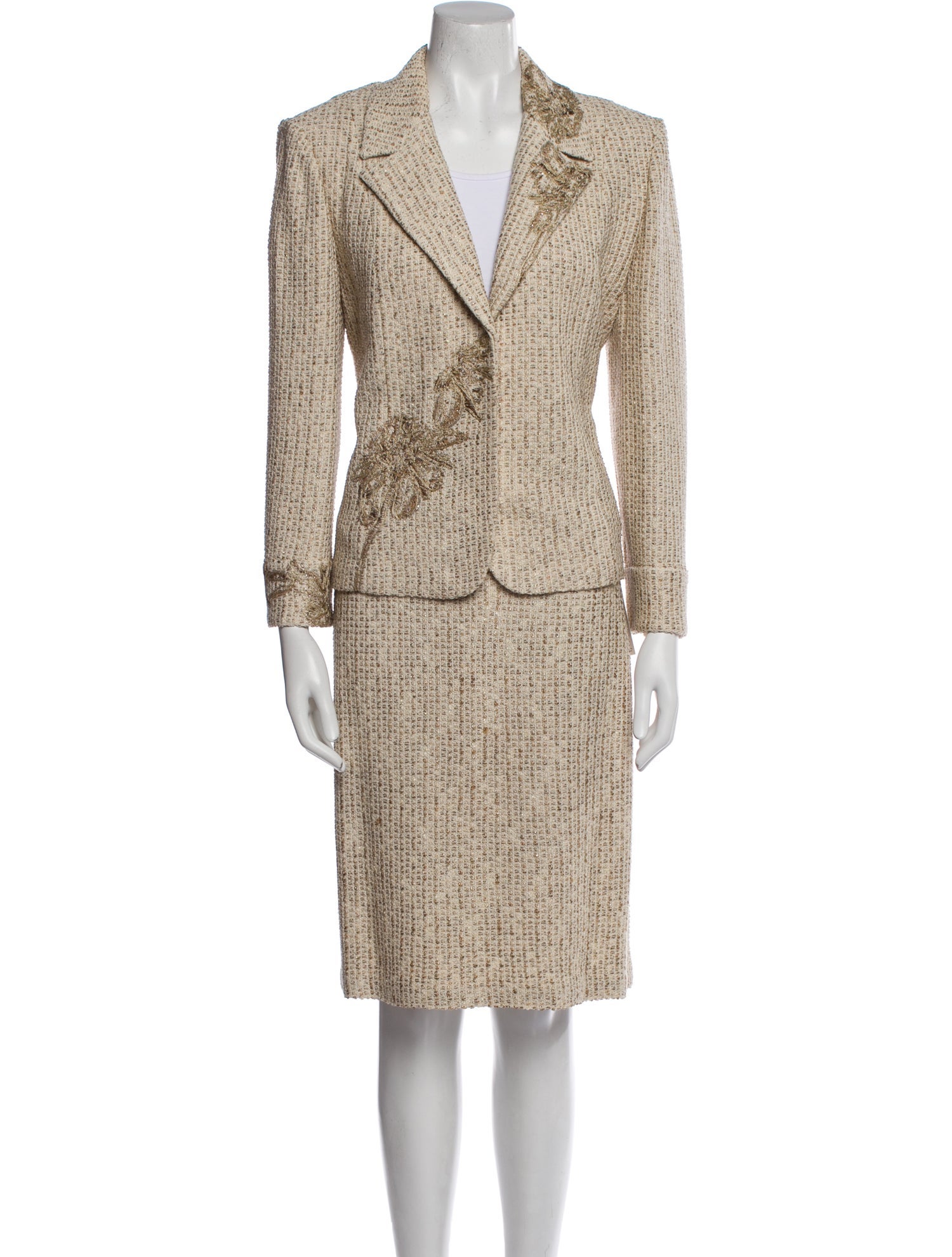 St. John Evening Wool Printed Skirt Set