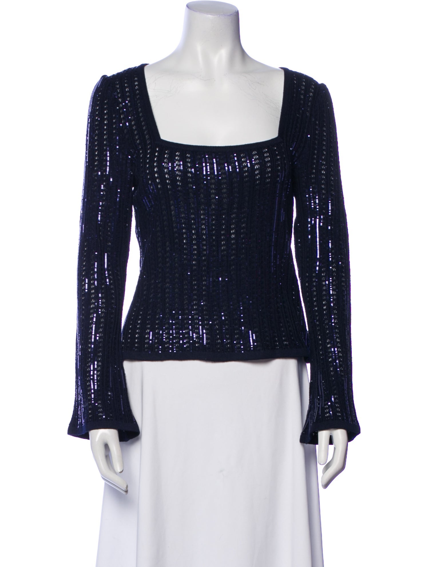 St. John Evening Square Neckline Long Sleeve Top