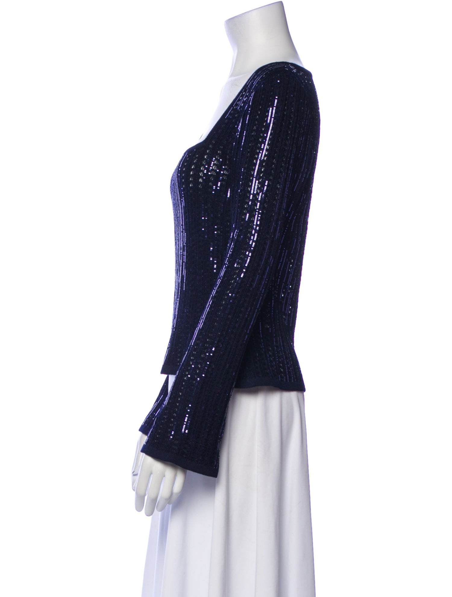 St. John Evening Square Neckline Long Sleeve Top