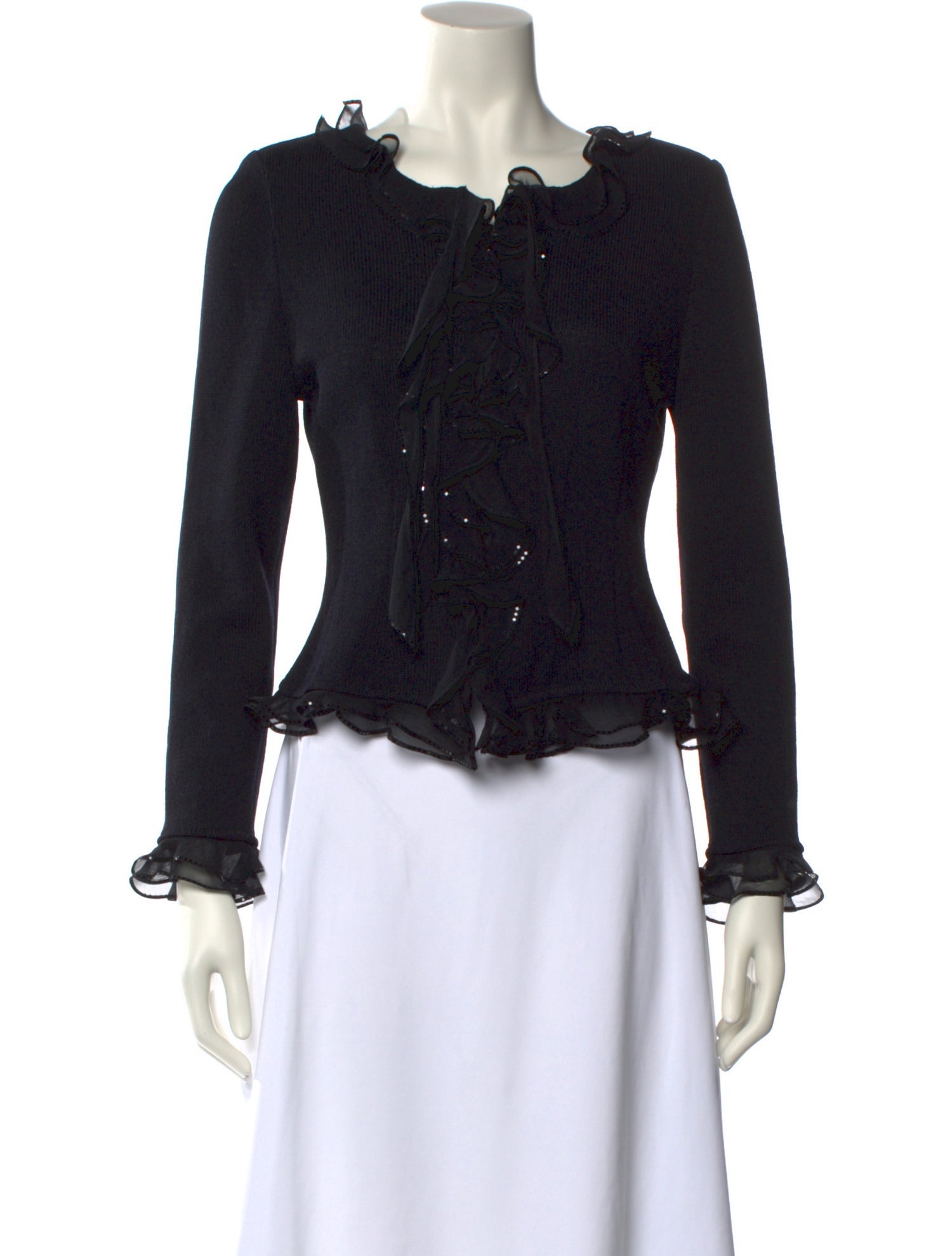 St. John Evening Bateau Neckline Long Sleeve Blouse