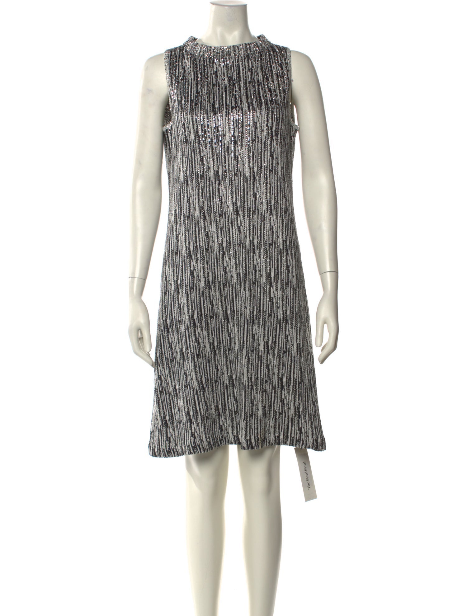 St. John Evening Striped Knee-Length Dress