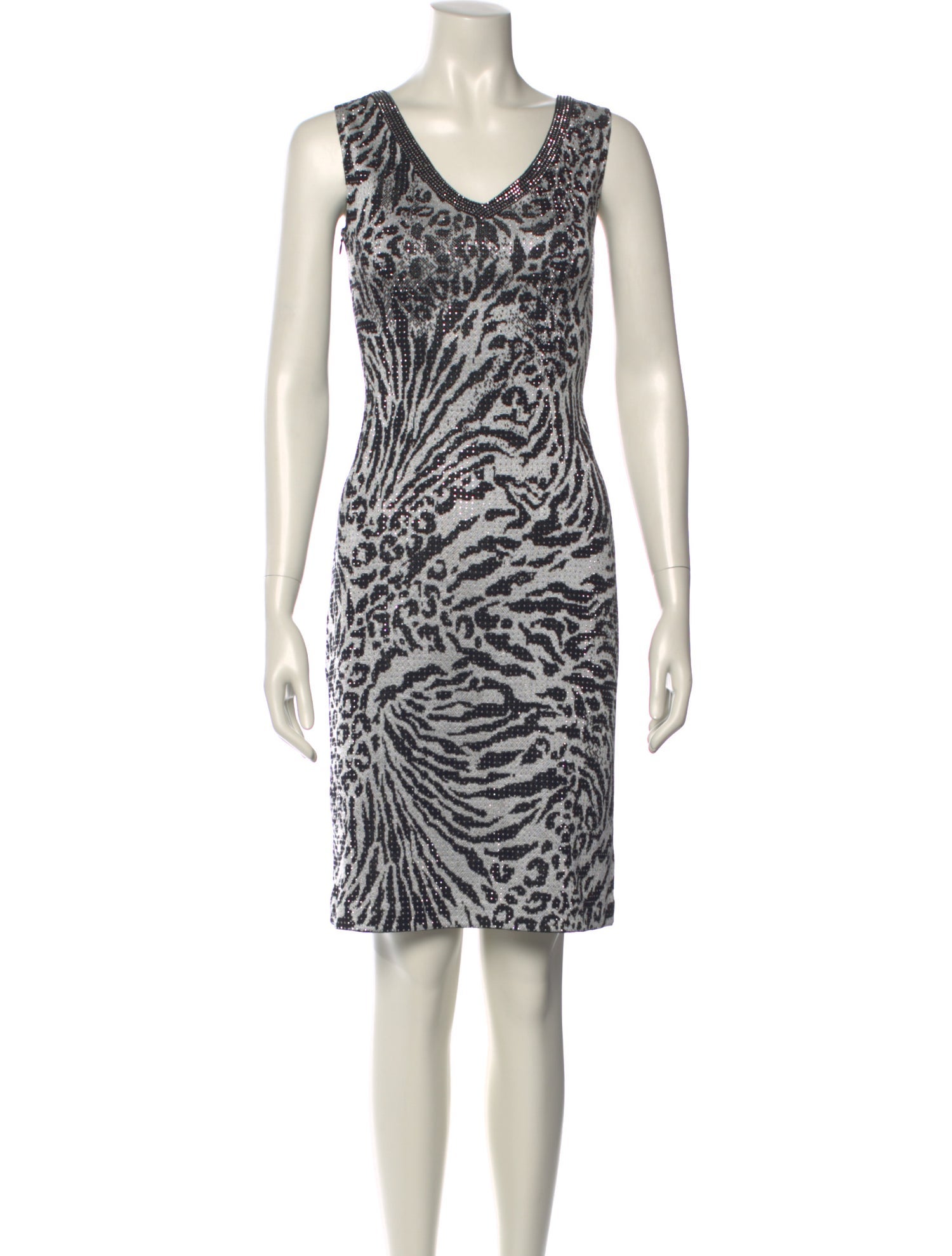 St. John Evening Animal Print Knee-Length Dress