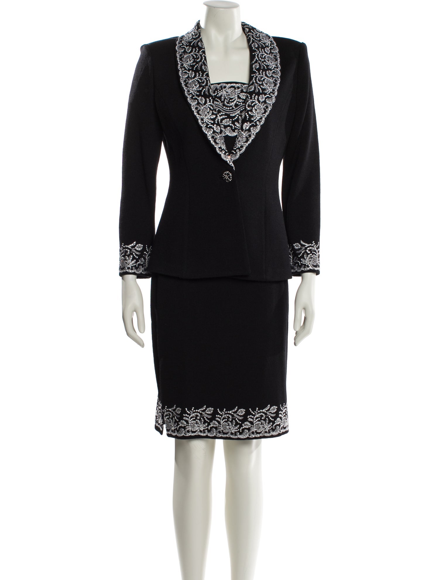 St. John Evening Printed Crystal Embellishments Skirt Set