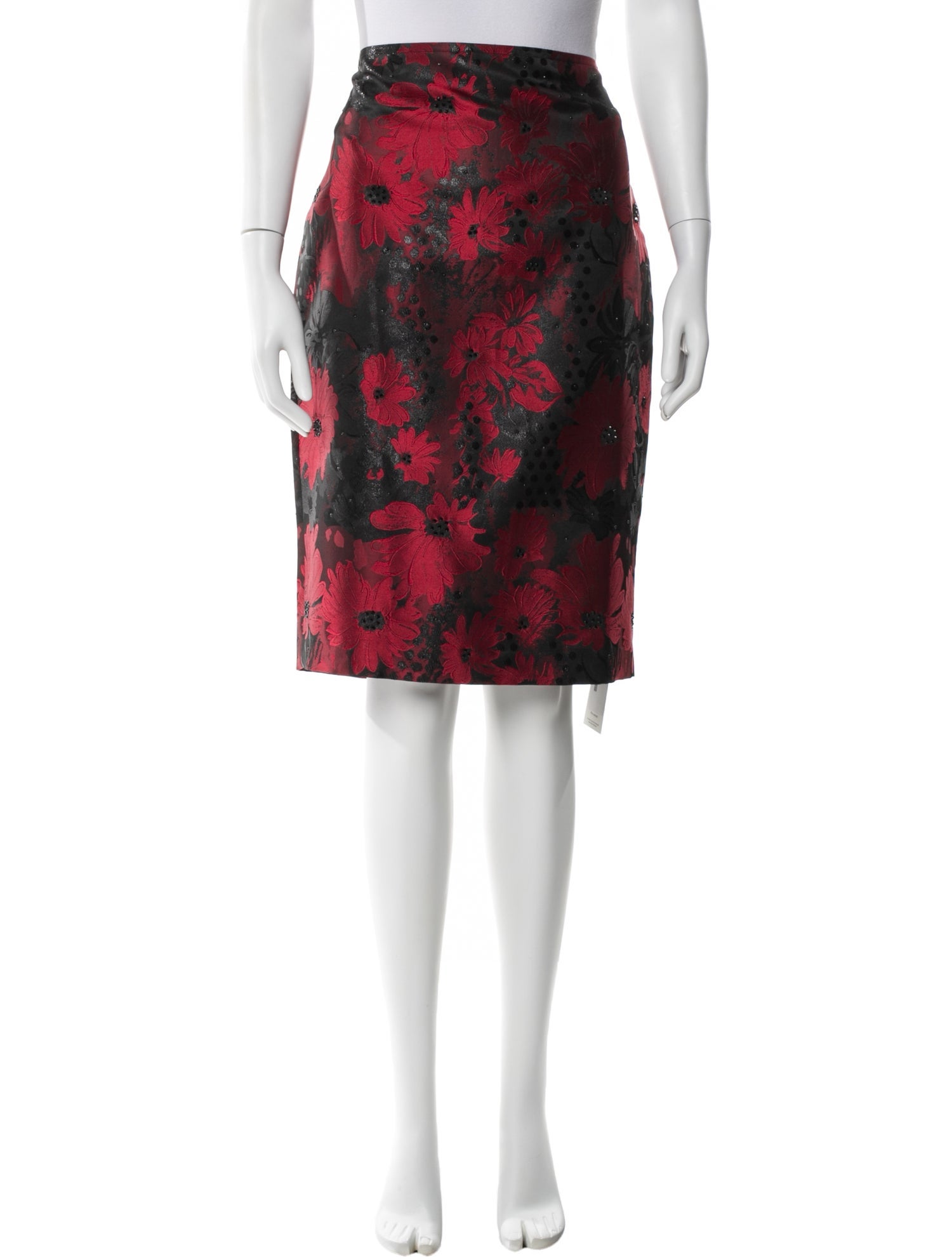 St. John Evening Floral Print Knee-Length Skirt w/ Tags