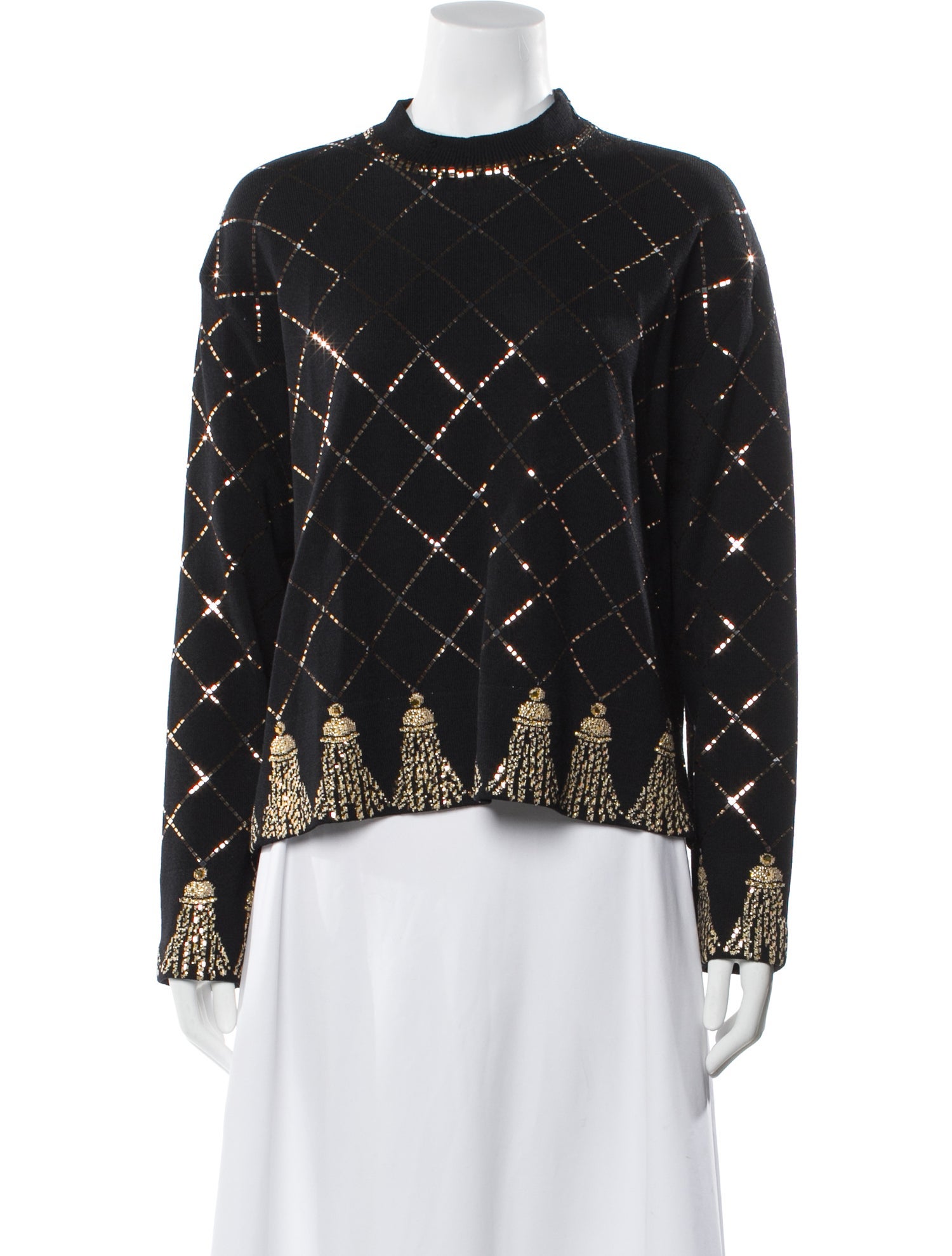 St. John Evening Printed Mock Neck Sweater