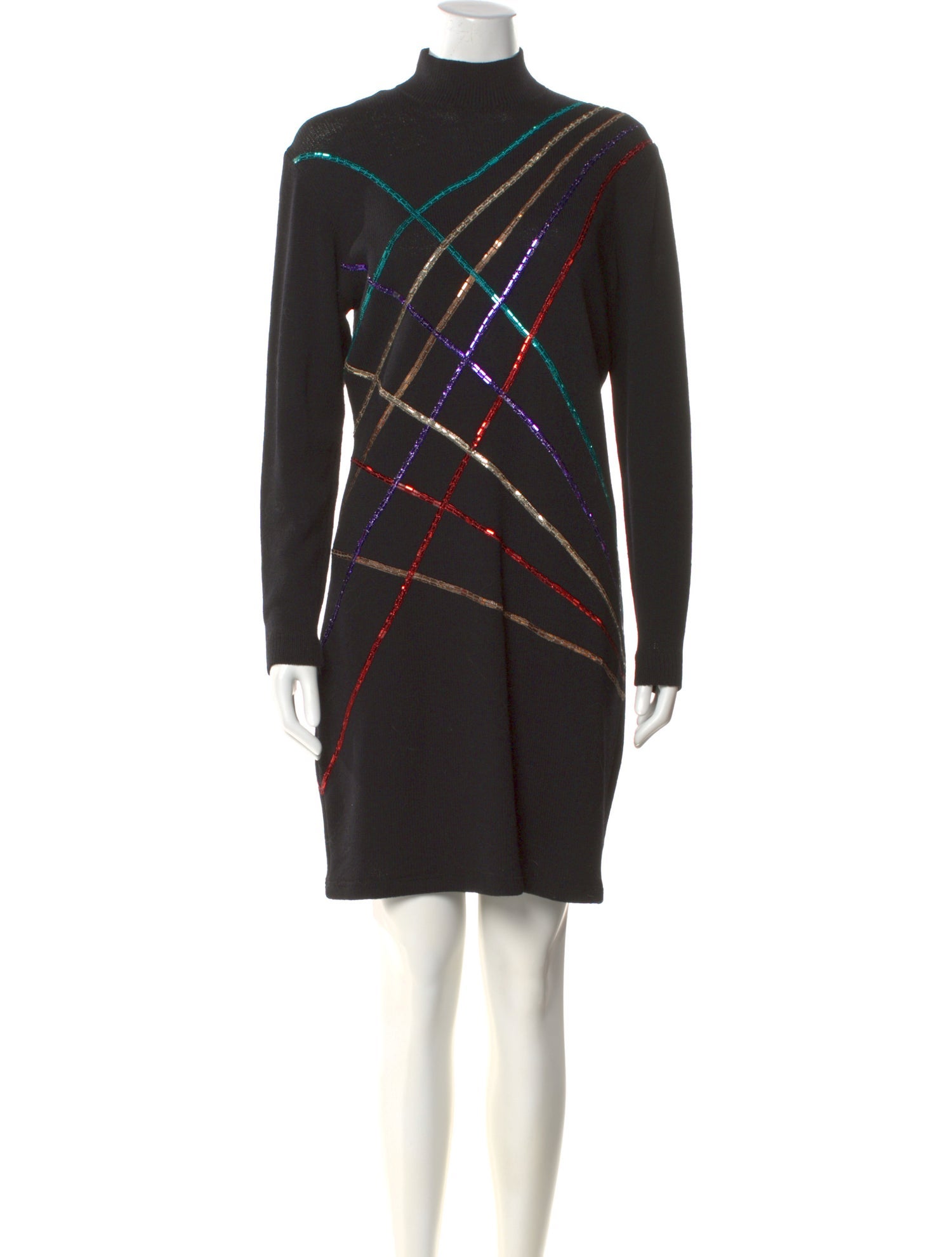 St. John Evening Plaid Print Knee-Length Dress