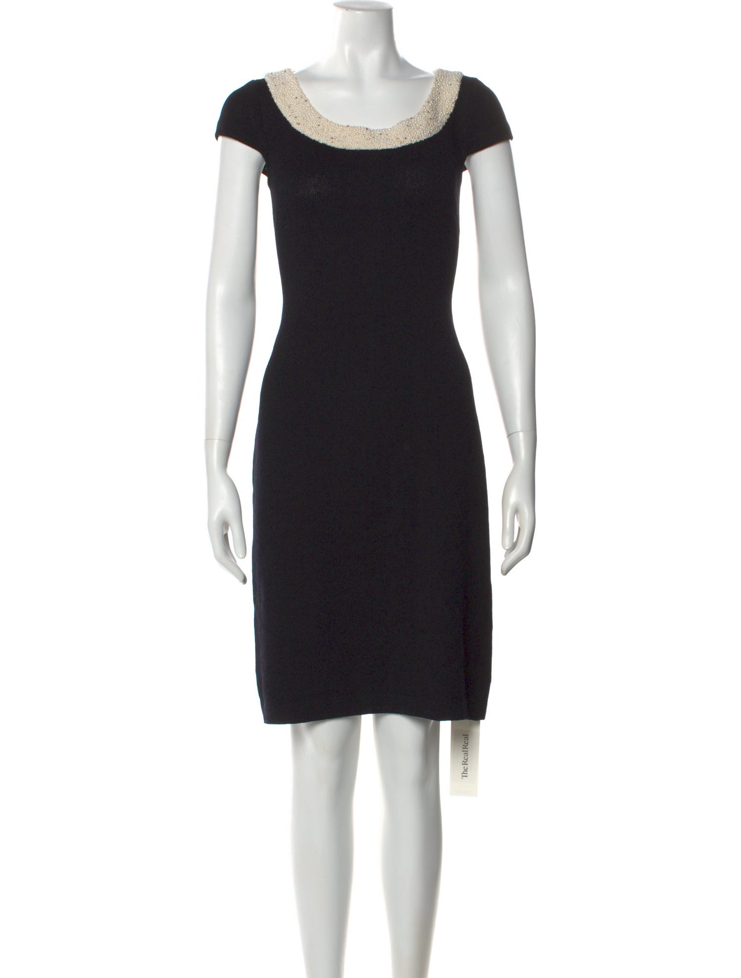 St. John Evening Scoop Neck Knee-Length Dress