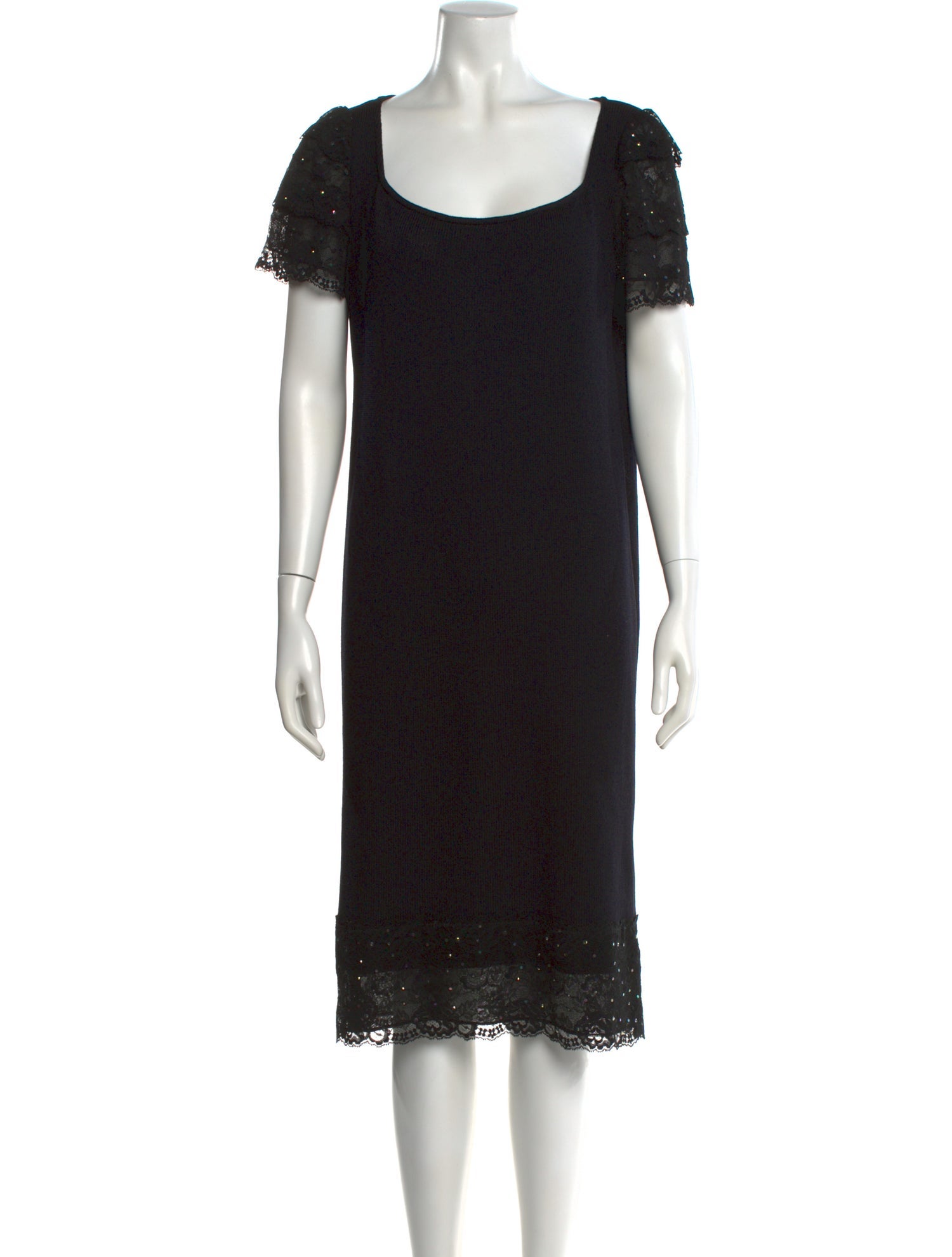 St. John Evening Scoop Neck Knee-Length Dress