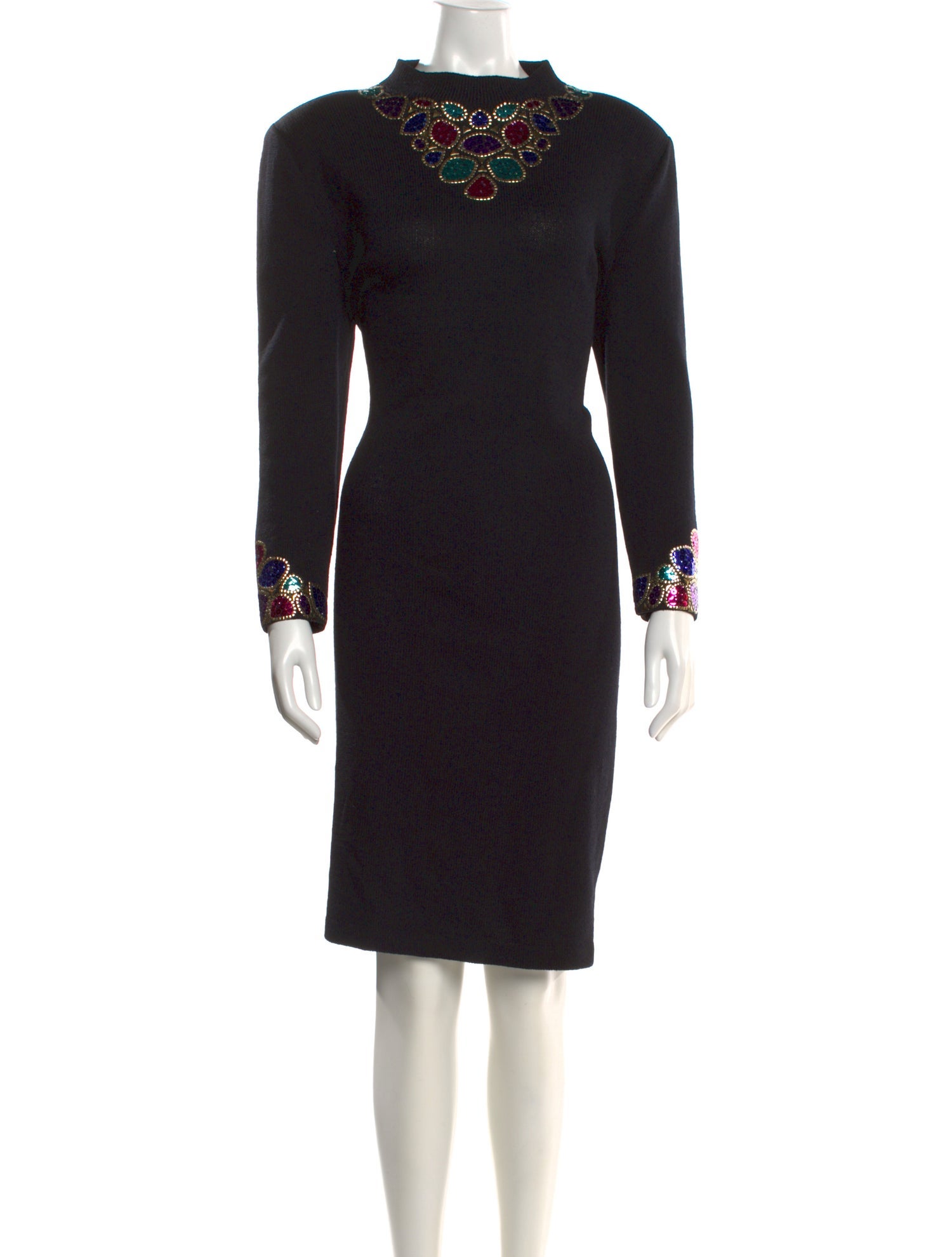 St. John Evening Mock Neck Midi Length Dress