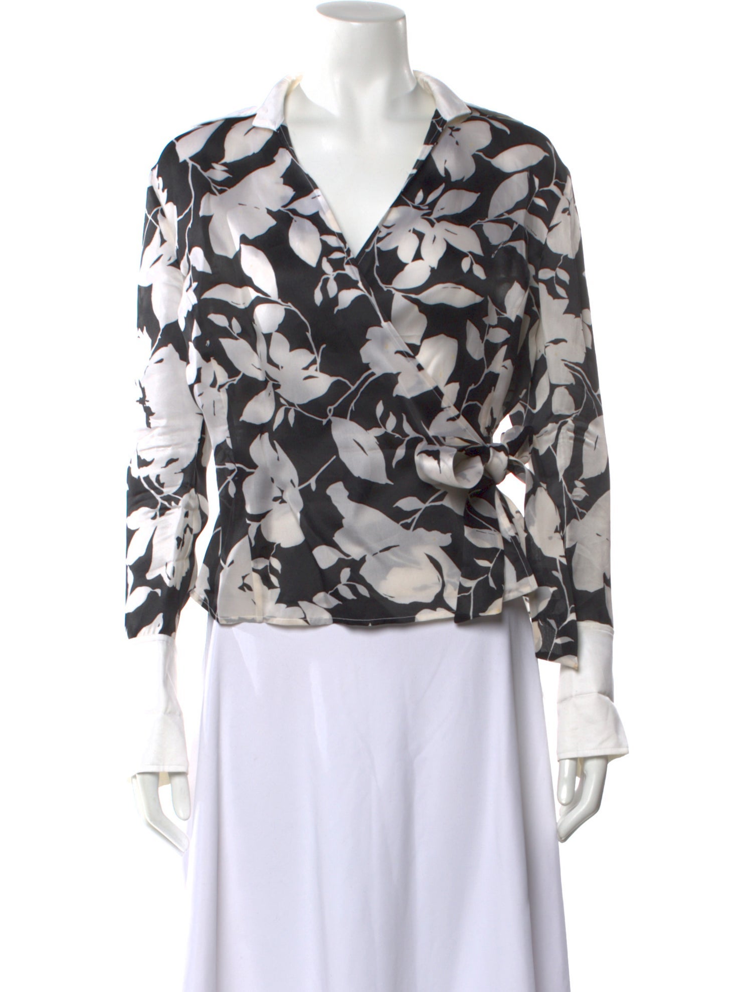 St. John Evening Silk Floral Print Blouse